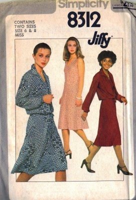 Simplicity 8312 Misses 70s Dress, Jacket Sewing Pattern Size 6, 8