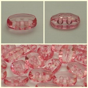Lot 24 pcs 24L Clear Crystal Light  Pink Oval 2 Hole Buttons