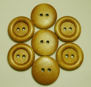 Lot 24 pcs 48L Handmade Wood Round Brown Buttons Premium Quality