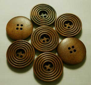 Lot 24 pcs 40L Handmade Wood Layer Round Brown Buttons Premium Quality