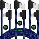 20 PACK 6ft 90 Degree Angle Fast Charging Cable Quick Charger Charge Power Cord