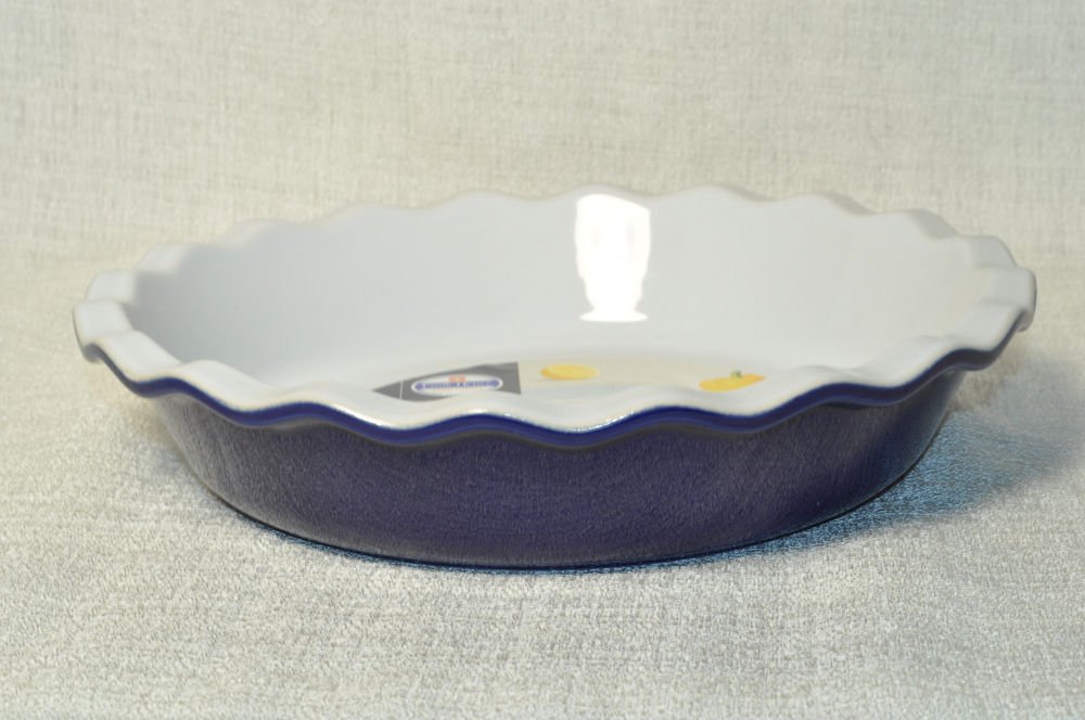 EMILE HENRY Round Ruffled Oven Pie Baking Dish Blue Azur 10" New