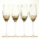 ION TAMAIAN Art Glass Champagne Flute Amber Set/4 Hand Painted Romania New ION TAMAIAN Art Glass Champagne Flute Amber Set/4 Hand Painted Romania New