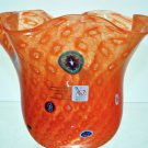 MURANO Art Glass Gambaro & Poggi Handkerchief Murrine Millefiori Orange Vase New MURANO Art Glass Gambaro & Poggi Handkerchief Murrine Millefiori Orange Vase New