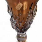 ION TAMAIAN Art Glass Amber Hand Blown Vase Fused Glass Footed Romania New