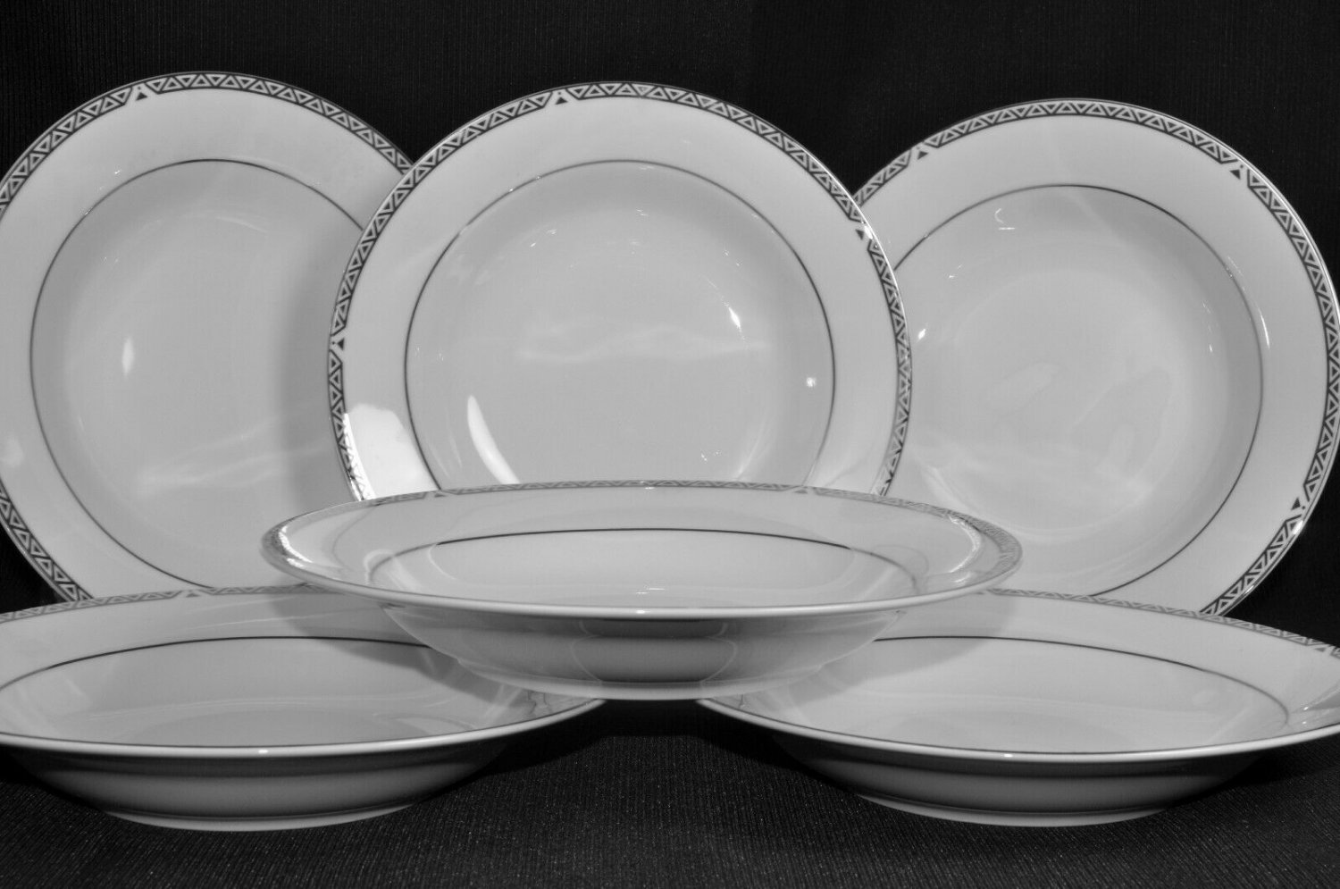 ROYAL DOULTON Platinum Rim Soup Bowl Set/6 Fine Bone China New
