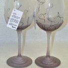ION TAMAIAN Art Glass Large Goblet Purple Set/2 Signed Hand Painted Romania New ION TAMAIAN Art Glass Large Goblet Purple Set/2 Signed Hand Painted Romania New