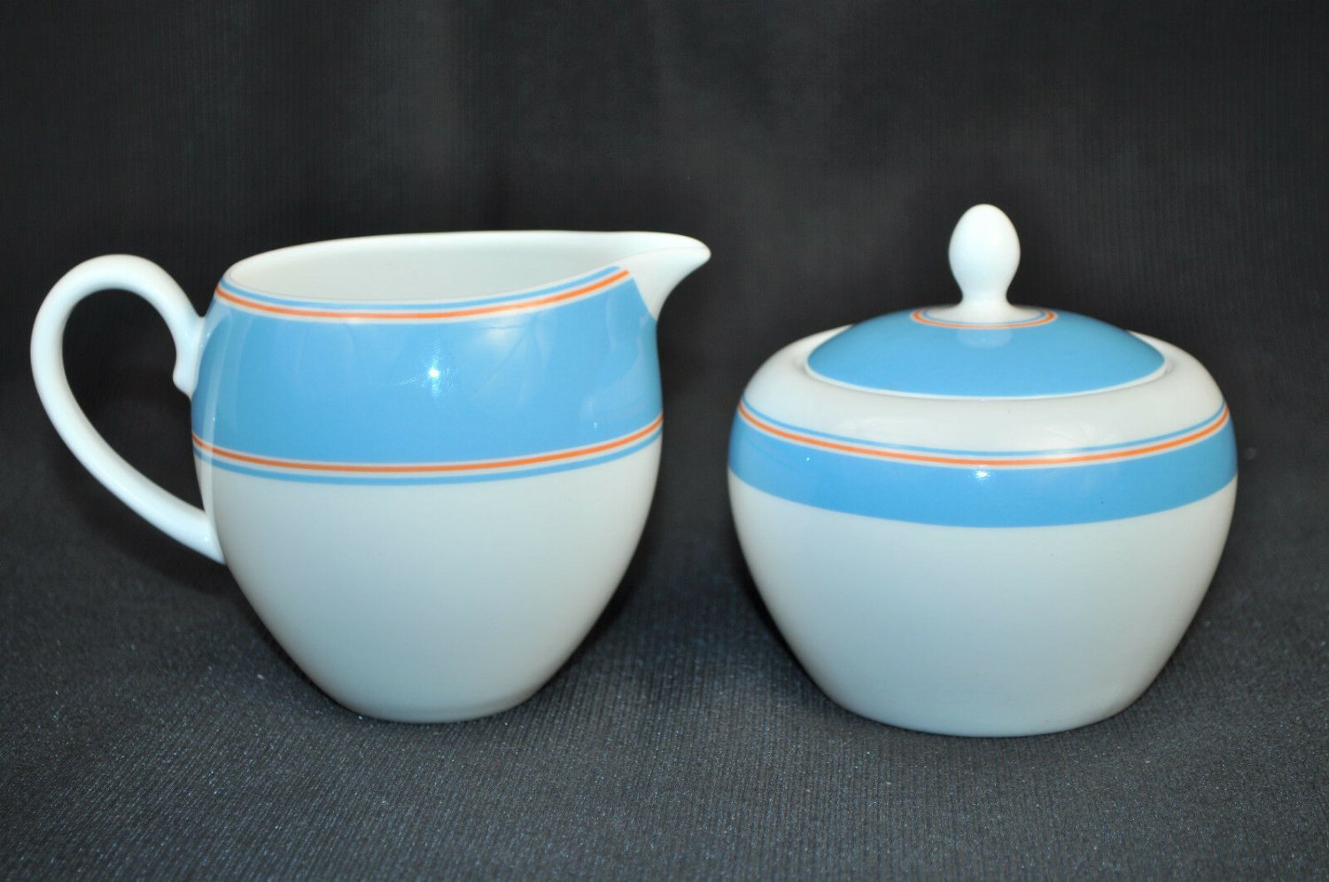 LENOX Kate Spade Cays Stripe Blue Sugar Bowl Creamer Set New