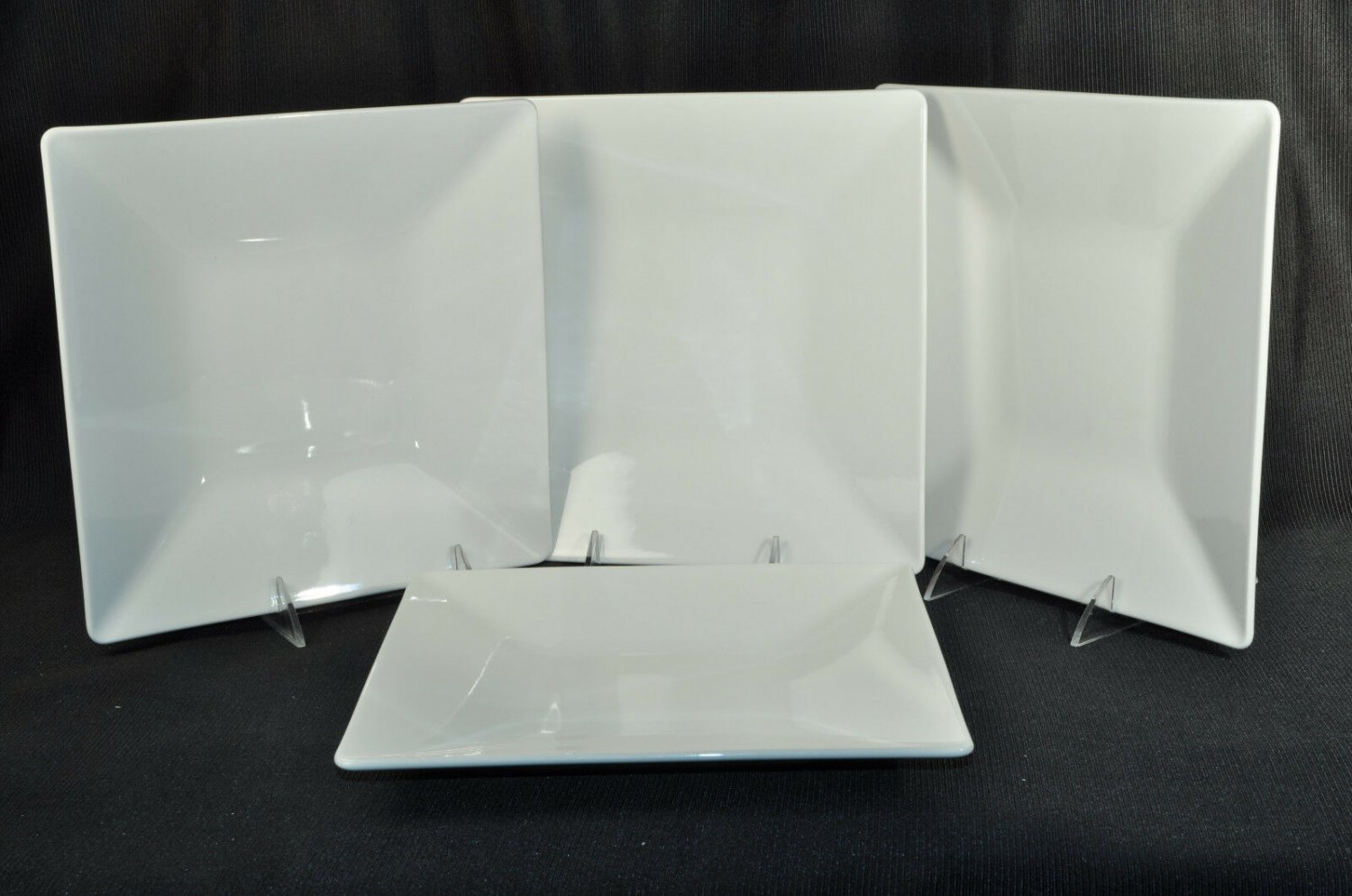 VILLEROY & BOCH White Large Square Dinner Plates 9.4" Set/4 New