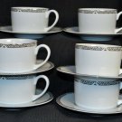ROYAL DOULTON Platinum Cup/Saucer Set/6 Fine Bone China New