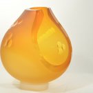 ANDREW SHEA Art Glass Amber Vase with Dotted Line Open Hand Blown New ANDREW SHEA Art Glass Amber Vase with Dotted Line Open Hand Blown New