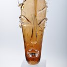 ION TAMAIAN Art Glass Brown Abstract Man Face Sculpture Hand Blown Romania New