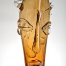 ION TAMAIAN Art Glass Brown Abstract Woman Face Sculpture Hand Blown Romania New