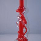 MIHAI TOPESCU Art Glass Red Candlestick Hand Blown Signed Romania New