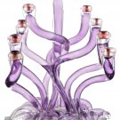 BERNI ENTERPRISES Art Glass Purple Menorah Candle Holder Judaic Hand Blown New BERNI ENTERPRISES Art Glass Purple Menorah Candle Holder Judaic Hand Blown New