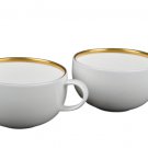 WEDGWOOD Bone China Plato Gold Rim Medium Tea Coffee Cup Set/2 Dinnerware New