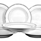 ROYAL DOULTON Platinum Rim Soup Bowl Set/6 Fine Bone China Dinnerware New