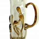 ION TAMAIAN Art Glass Hand Blown Clear Amber Pitcher Fused Glass Romania New