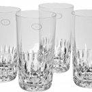 HUNGARIAN CRYSTAL Clear Diamond Hand Cut to Clear Hi Ball Glass Set/4 New