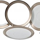 WEDGWOOD Fine China Satine Platinum Cappuccino Saucer Set/4 Dinnerware New