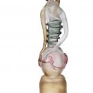 ION TAMAIAN Art Glass Frosted Amber Sitting Woman Figurine Hand Blown Fused New