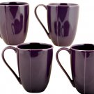 DIANE VON FURSTENBERG DVF Pebblestone Eggplant Tea Coffee Mug Set/4 New