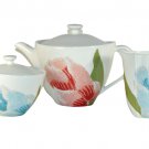 DIANE VON FURSTENBERG Home Batik Floral Teapot Sugar Bowl Creamer Set New