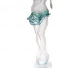 ION TAMAIAN Art Glass Frosted Clear/Aqua Woman Torso Sculpture Hand Blown #1 New