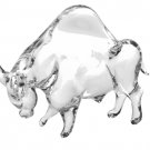 MURANO Art Glass Clear Bull Figirine by Licio Zanetti Hand Blown Italy Vintage