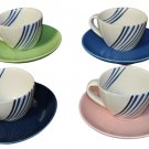 DIANE VON FURSTENBERG DVF Streamline Demitasse Espresso Cup/Saucers Set/4 New
