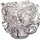 ION TAMAIAN Art Glass Candle Holder Light Lavender Fused Hand Blown Romania New