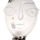 ION TAMAIAN Art Glass Clear Frosted Abstract Face Head Sculpture Hand Blown New
