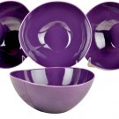 DIANE VON FURSTENBERG DVF Pebblestone Eggplant Soup Cereal Bowl Set/4 New