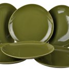 DIANE VON FURSTENBERG DVF Home Pebblestone Avocado Green Salad Plate Set/6 New