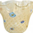 MURANO Art Glass Gambaro & Poggi Handkerchief Murrine Clear/Gold Dust Vase New