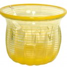 ION TAMAIAN Art Glass Hand Blown Yellow Striped Vase Flared Romania New