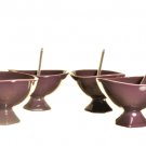 DVF Home Pebblestone Eggplant Dessert Ice Cream Sherbet Bowl/Spoon Set/4 New