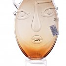 ION TAMAIAN Art Glass Amber Abstract Face Sculpture Hand Blown Romania New
