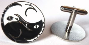 YIN YANG BLACK & WHITE CATS CHI YOGA Cuff Link Set