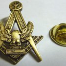 Harley Davidson HOG Masonic Masonry ANTIQUE GOLD Tie Tack Jacket Hat Lapel Pin