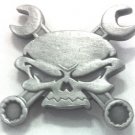 SKULL CROSS WRENCHES Mechanic Harley Biker Indian Car Hat Jacket Tie Lapel Pin