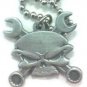 SKULL CROSS WRENCHES Mechanic Harley Biker Indian Car Pendant Necklace w/Chain