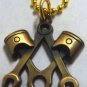 Masonic Wrench Piston Mechanic Harley Indian Antique GOLD Pendant Necklace