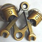 Masonic Wrench Piston Mechanic Harley Indian Antique Gold Jacket Hat Lapel Pin