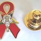 Order of the Eastern Star OES Red Ribbon Tie Tack Jacket Hat Lapel Pin