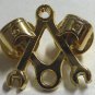 Masonic Wrench Piston Mechanic Harley Indian POLISHED GOLD Jacket Hat Lapel Pin