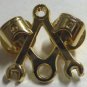 Masonic Wrench Piston Mechanic Harley Indian POLISHED GOLD Jacket Hat Lapel Pin