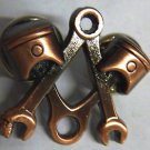 Masonic Wrench Piston Mechanic Harley Indian Antique Copper Jacket Hat Lapel Pin