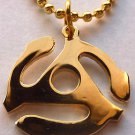 45 RPM DJ Music Record Adapter Replica Gold Plated PENDANT NECKLACE w/ CHAIN