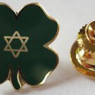 JEWISH LUCKY CLOVER Star of David Jew Israel Jacket Hat Tie Tack Vest Lapel Pin